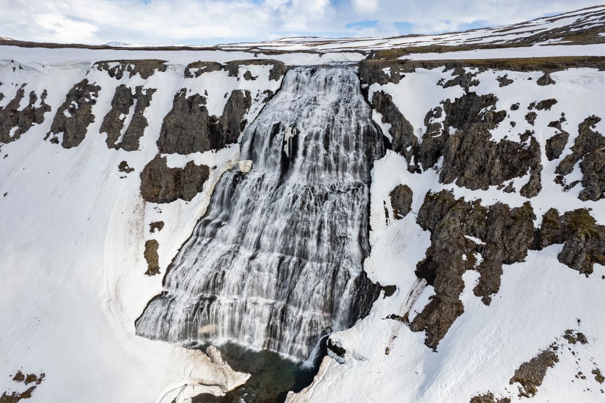 The fan-shaped Dynjandi waterfall in the Westfjords