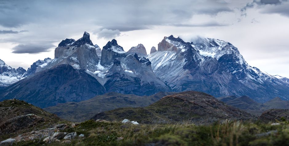 Stunning mountain landscape in Torres del Paine National Park, Chilean Patagonia.