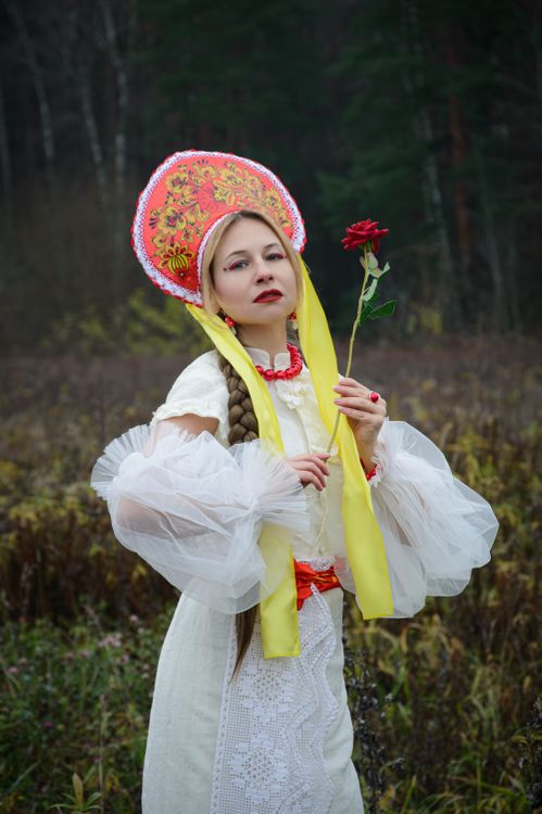 Slavic Modest Traditional Slavic Costume with Floral Element · Free Stock Photo