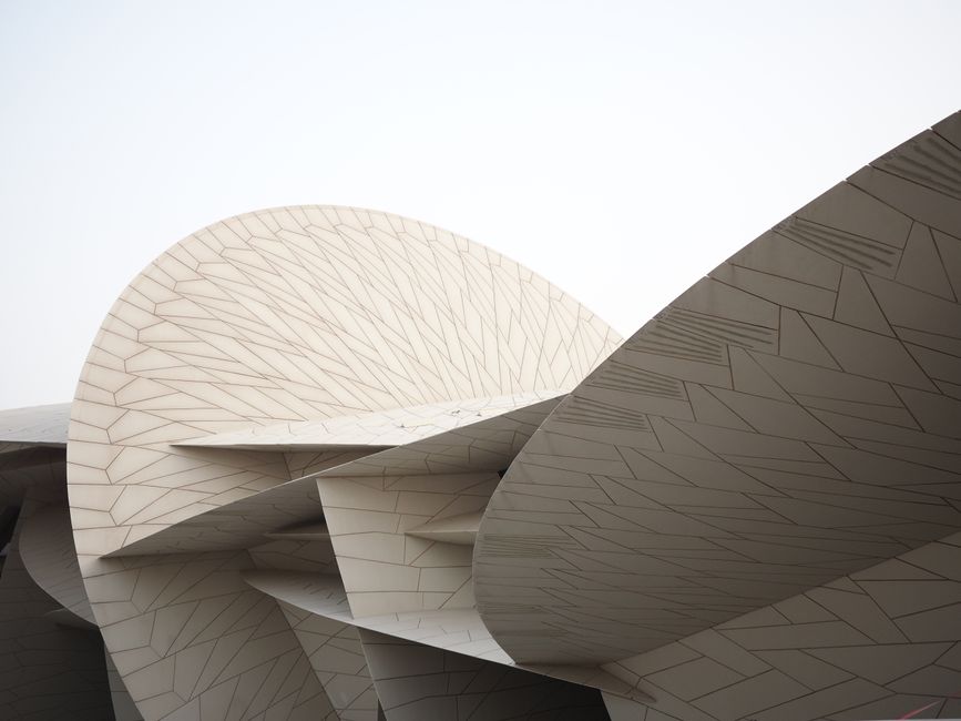 Exterior view of the iconic Museum of Islamic Art in Doha, Qatar, by the water