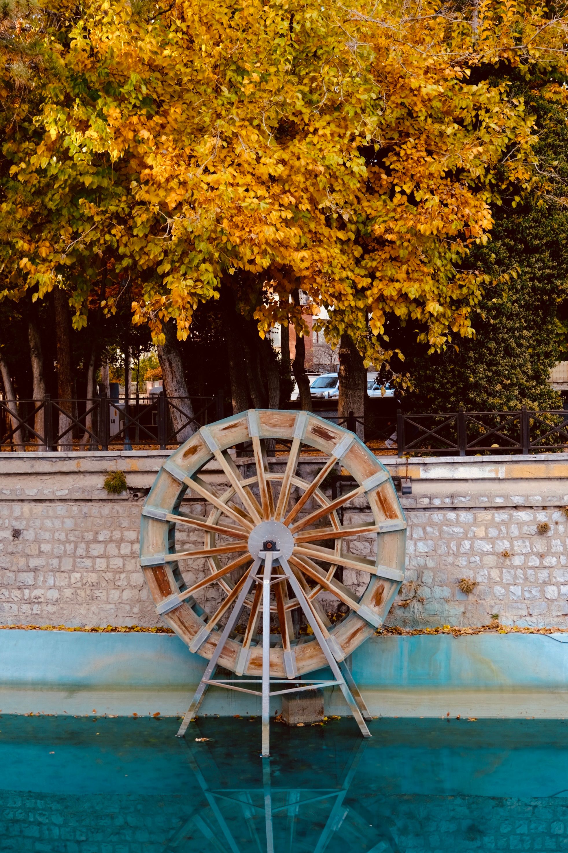 Rustic Water Wheel Amidst Autumn Foliage · Free Stock Photo