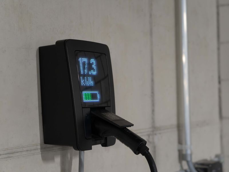 A wall-mounted home battery storage unit