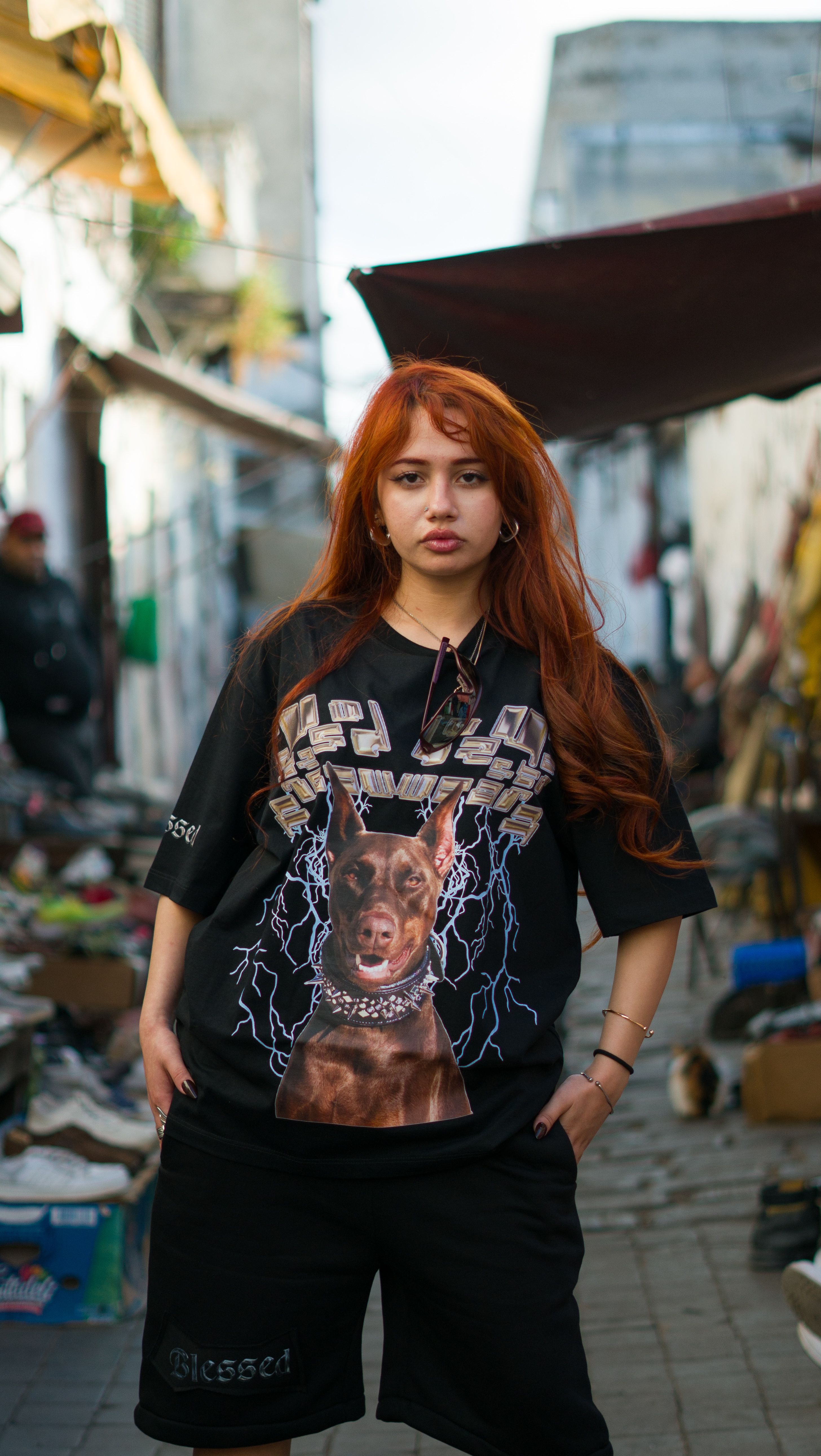 Camiseta Oversized Preta Estampada
