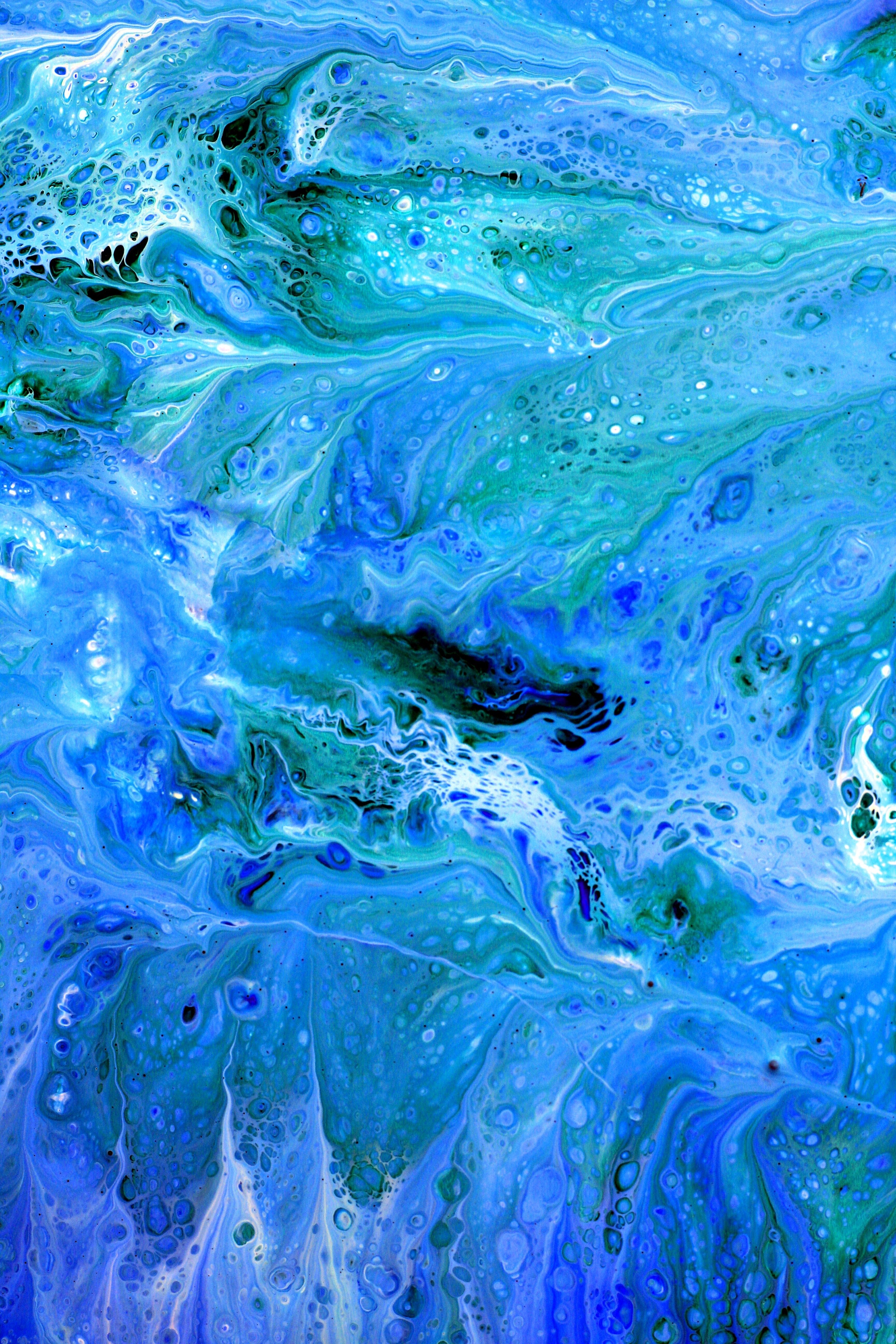Vibrant Blue Abstract Fluid Art Painting · Free Stock Photo