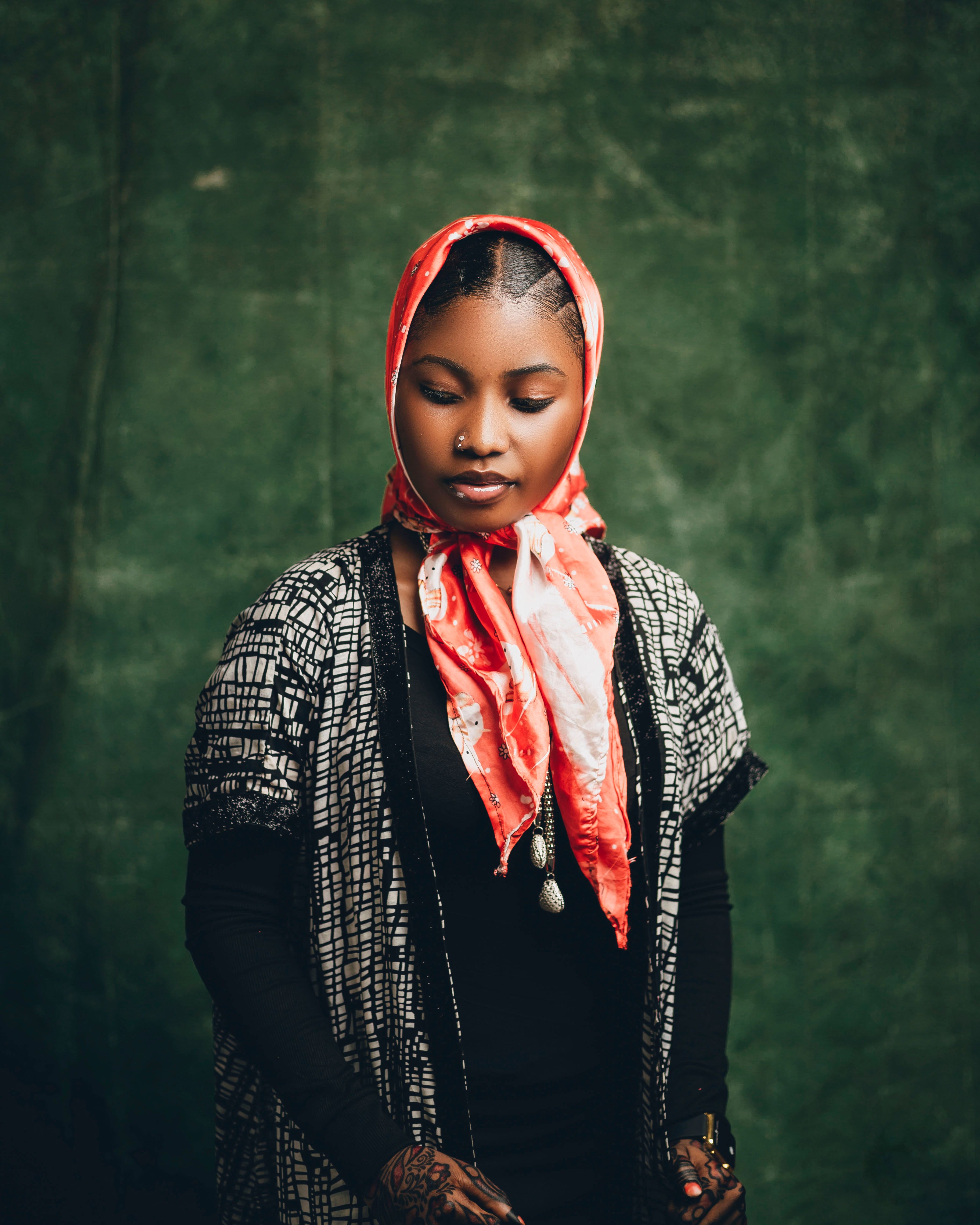Elegant Portrait of Woman with Headscarf · Free Stock Photo
