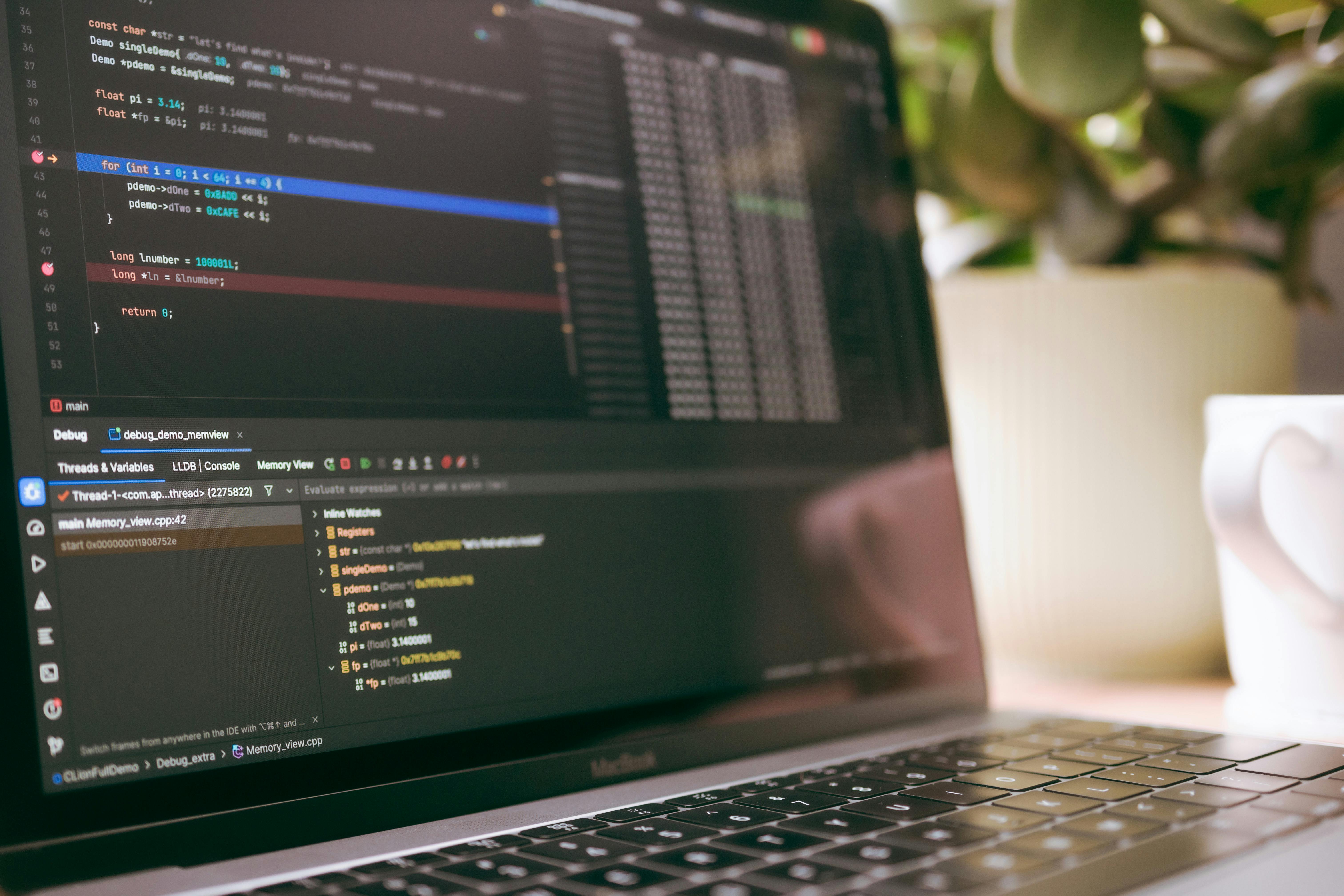 Close-up of code on screen with AI context