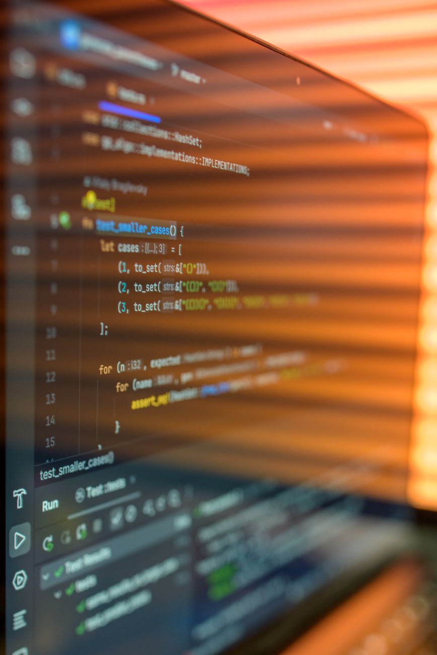 Close-up of code on a computer screen with syntax highlighting