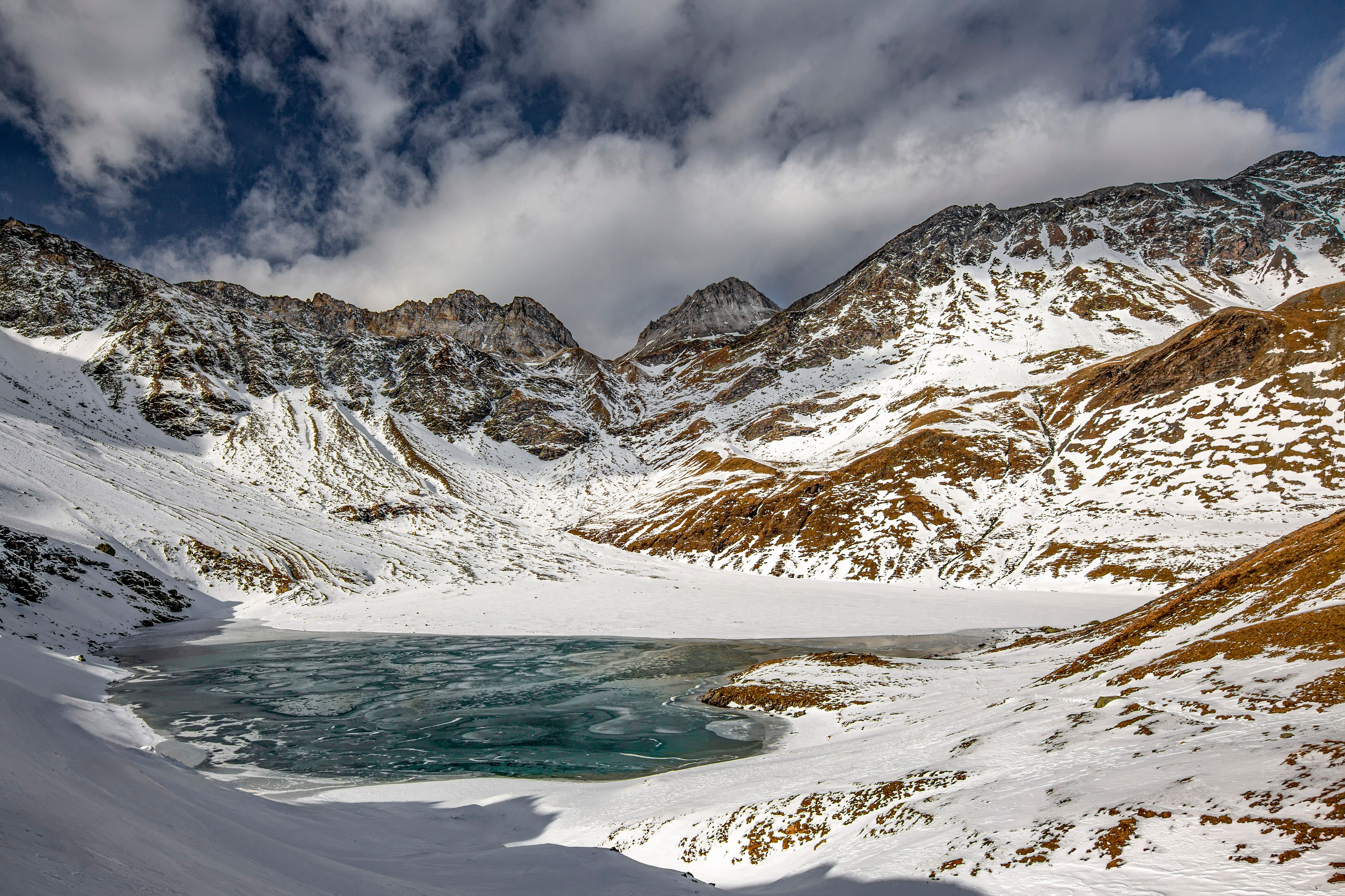 Stunning Frozen Alpine Lake in Winter · Free Stock Photo