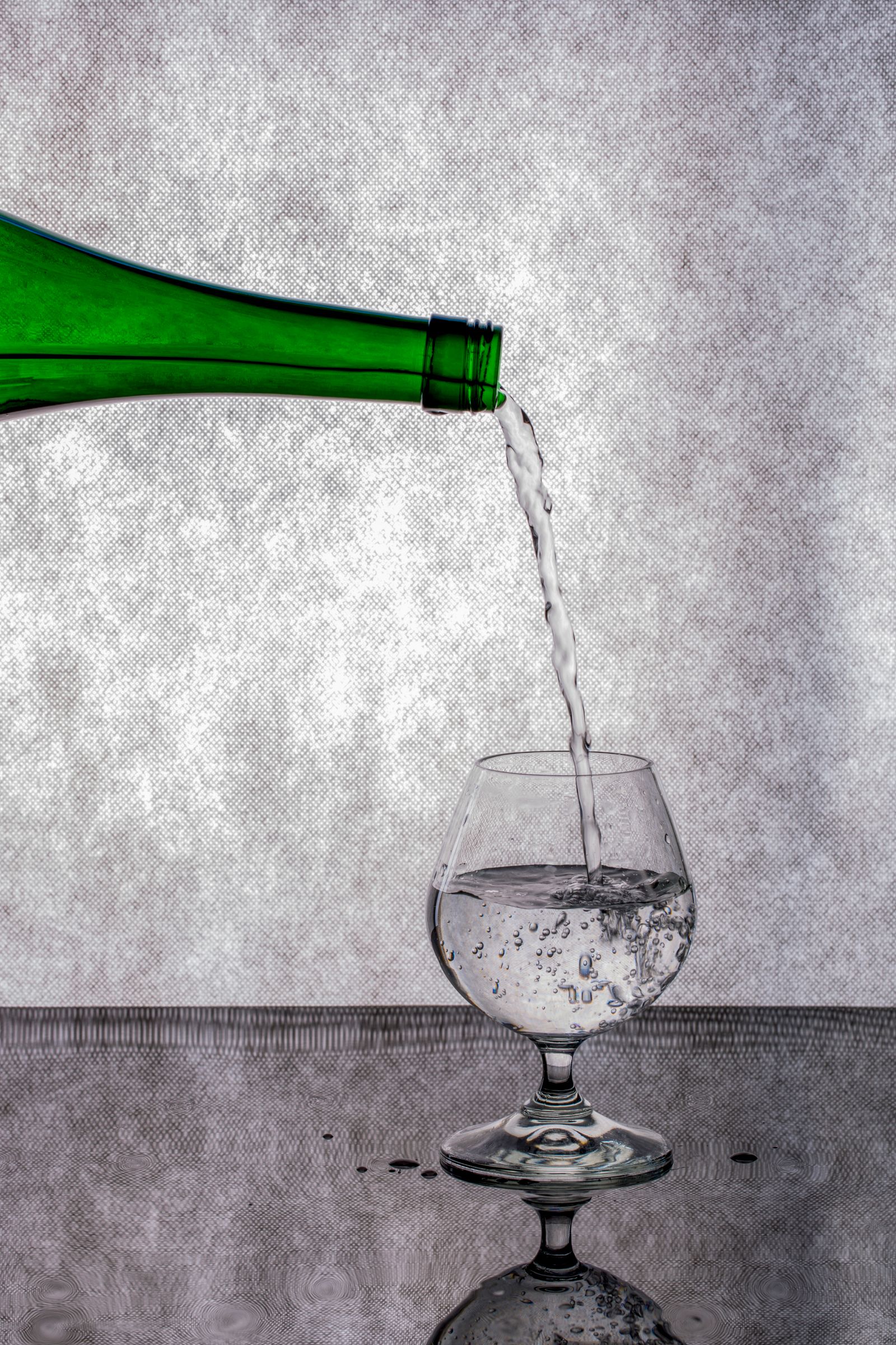 Sparkling water poured into a glass