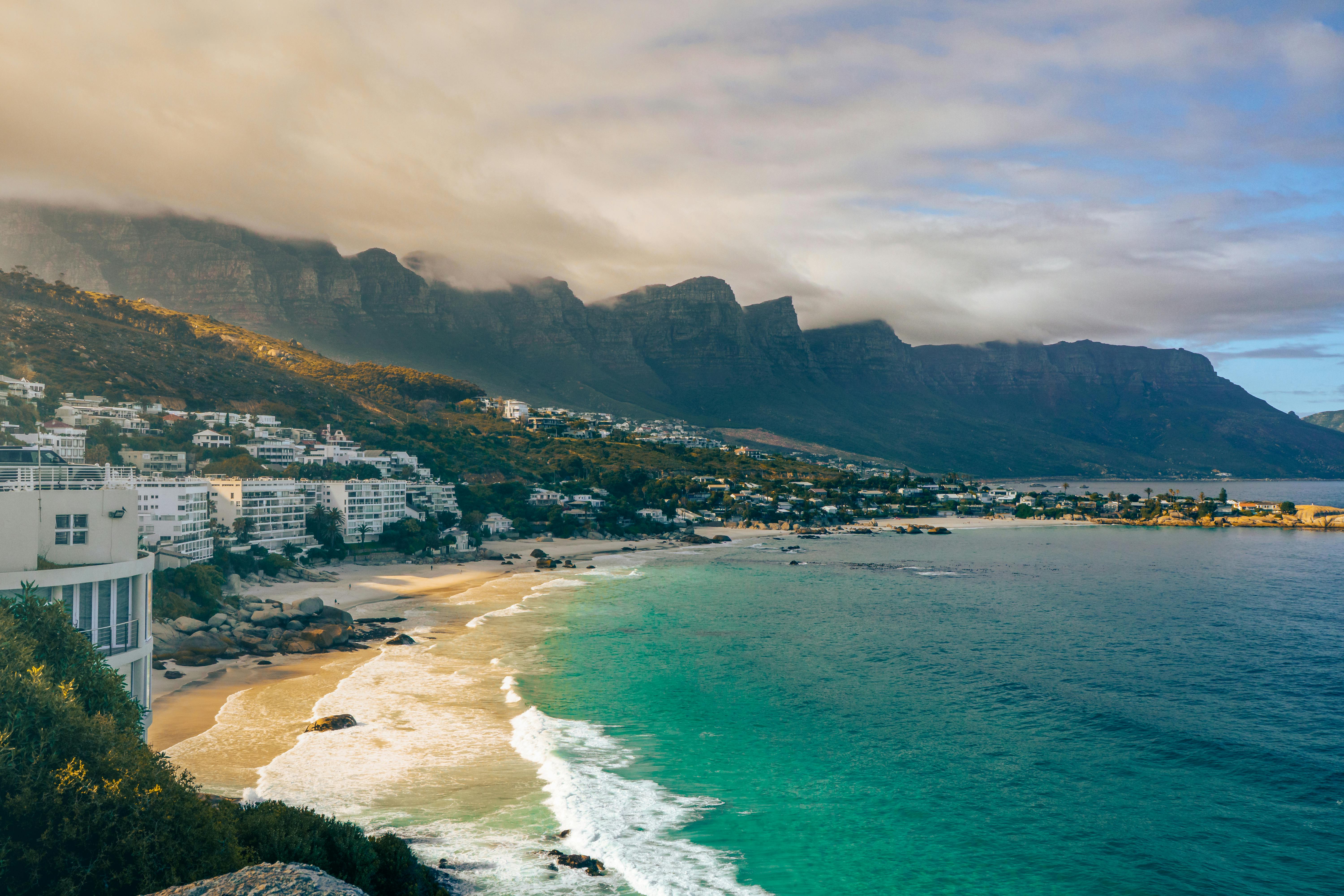 Cape Town Easter scenery with Table Mountain and spring blossoms
