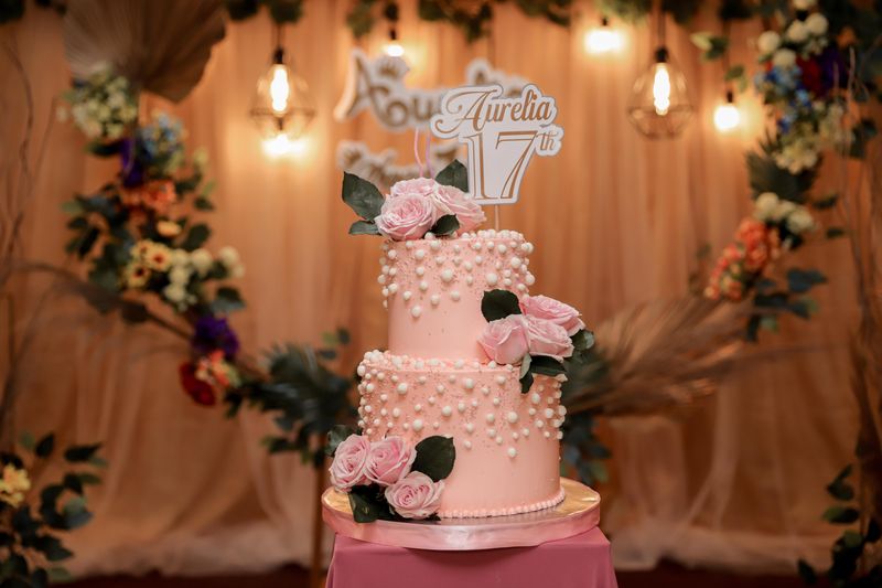 Floral buttercream birthday cake with delicate piped flowers
