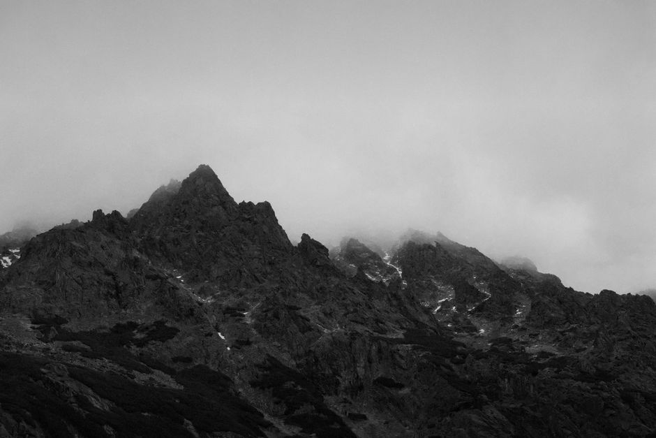 Cable car ascending towards Lomnický štít peak in the High Tatras, Slovakia