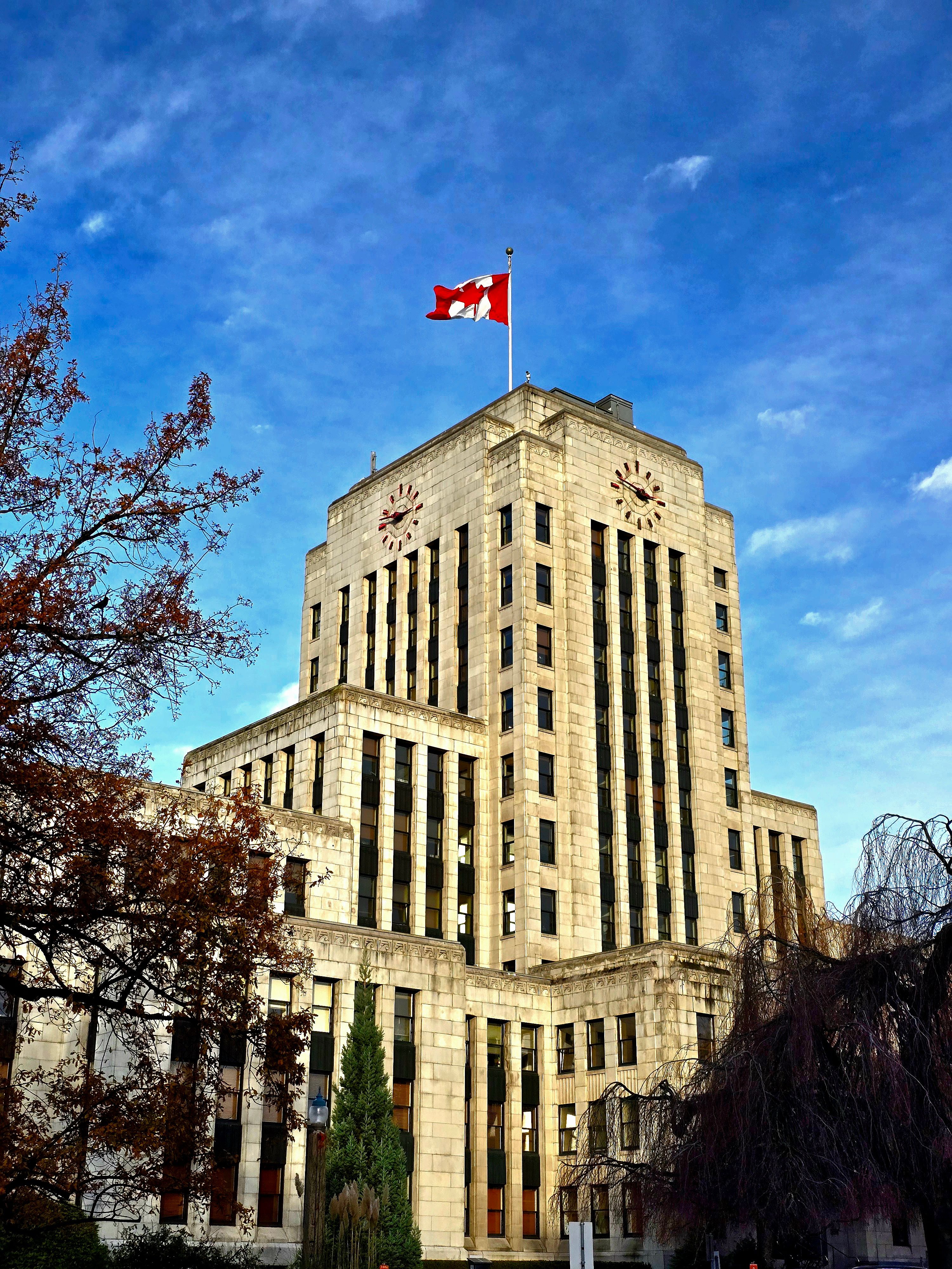 Vancouver City Hall with Canadian Flag Display · Free Stock Photo