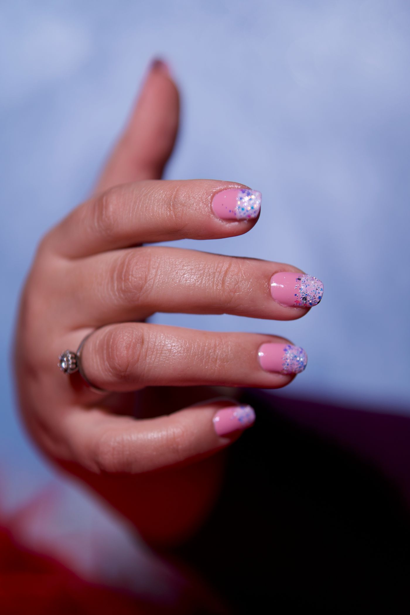 Pink white nail art