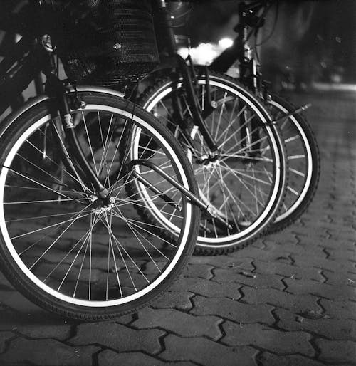 Fotobanka s bezplatnými fotkami na tému bicykle, čierny a biely, dlažba