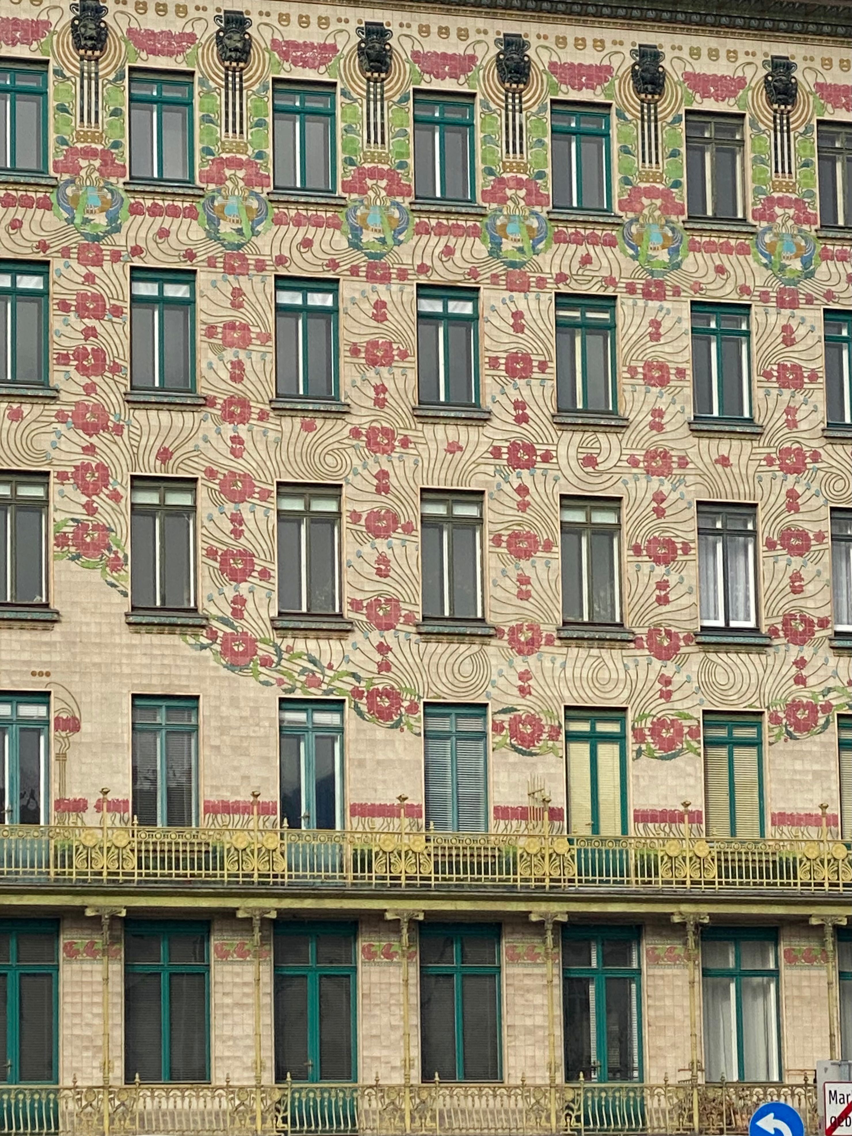 Vibrant Art Nouveau architecture featuring intricate floral designs on a Vienna building facade.. pexels, vibrant, nouveau