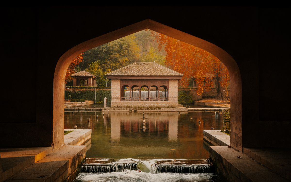 Achabal Mughal garden in autumn