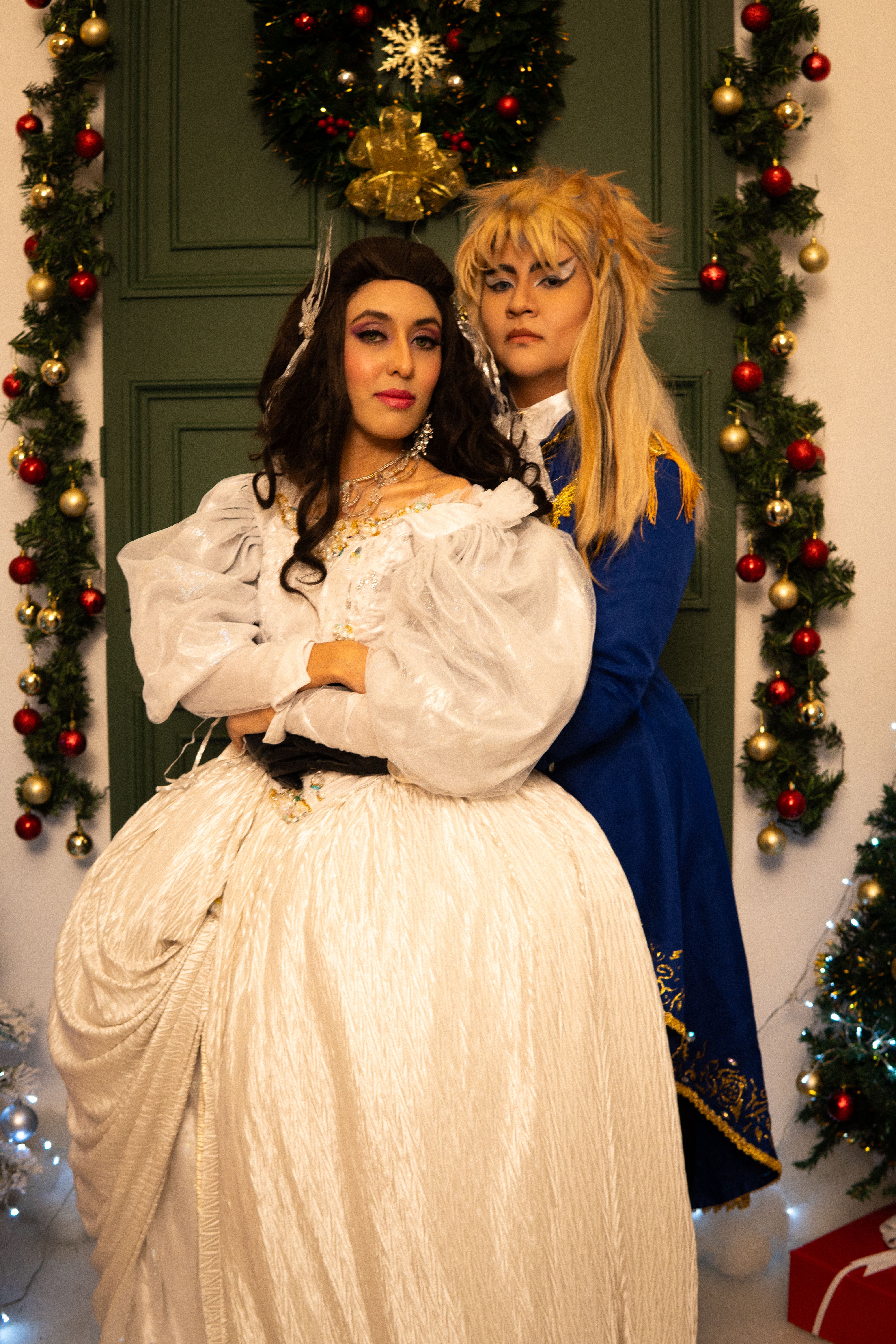 sachin and babi light blue dress The Best Christmas Costumes from Movies and Holiday Traditions [Costume  Guide] main image 1
