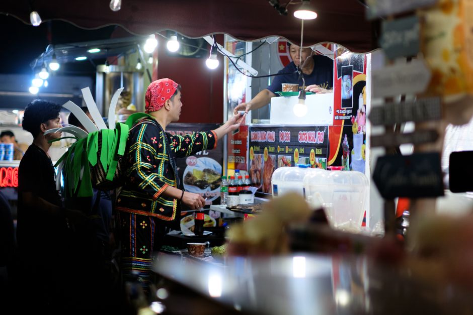 Delicious Nasi Lemak breakfast served at a Malaysian hawker stall