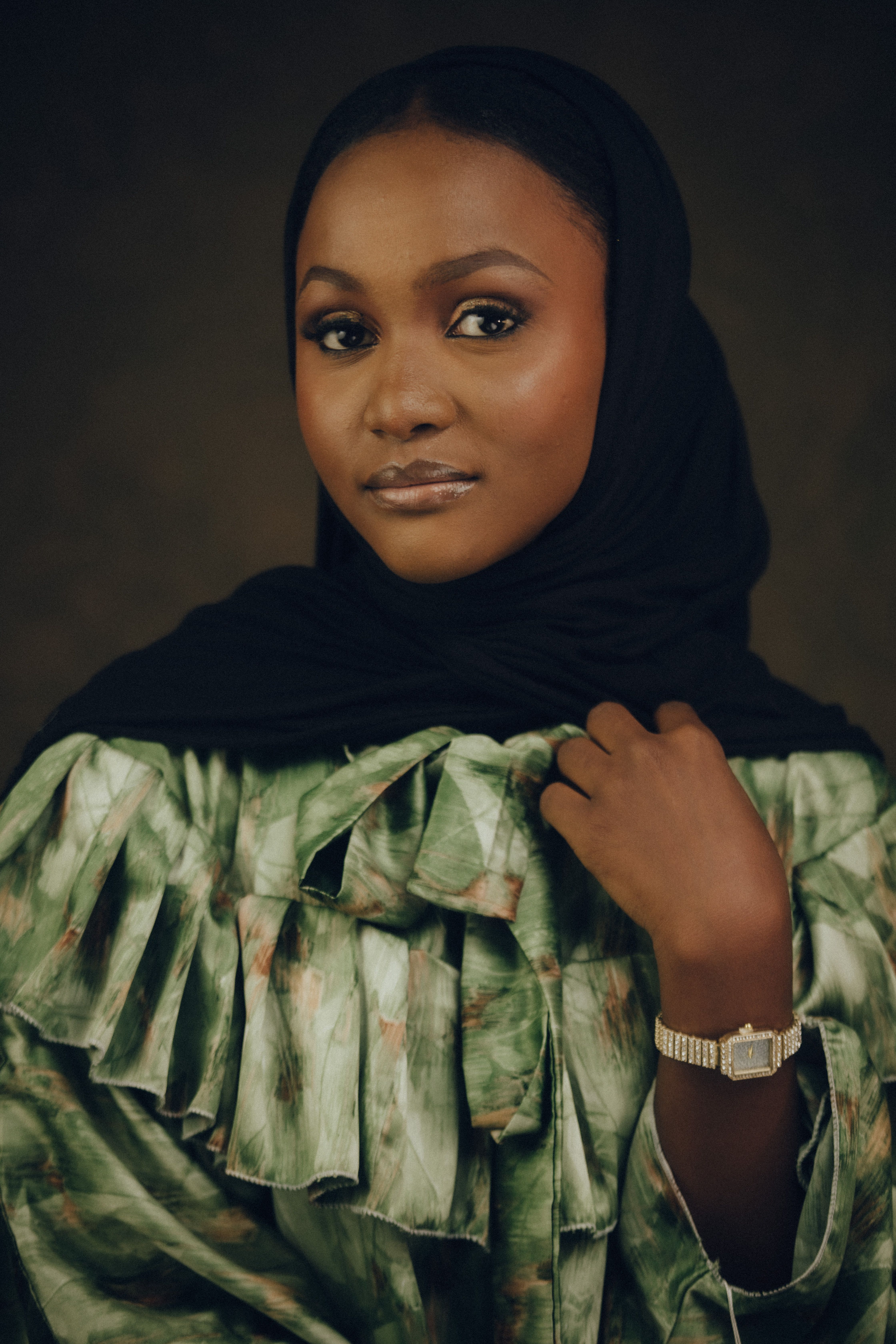 Elegant Portrait of a Woman in Black Hijab · Free Stock Photo