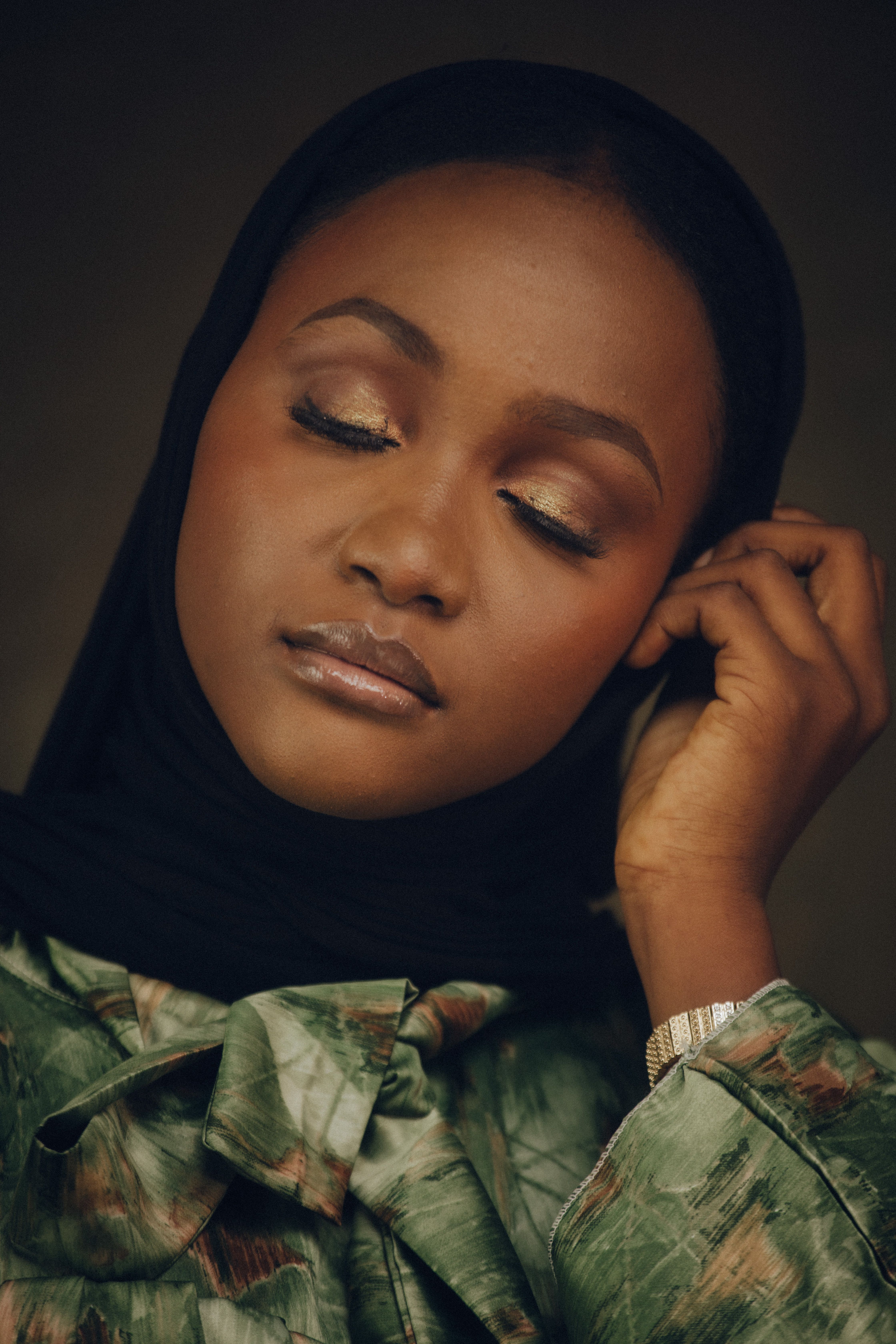 Elegant Portrait of Woman in Black Hijab · Free Stock Photo