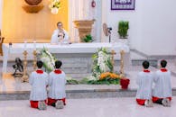 Religious Ceremony Inside a Church with Clergy