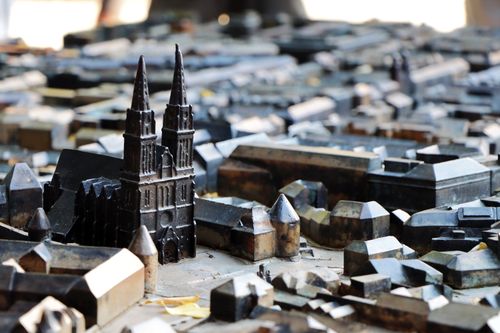 Free Detailed miniature model of Zagreb Cathedral and cityscape in Zagreb, Croatia. Stock Photo