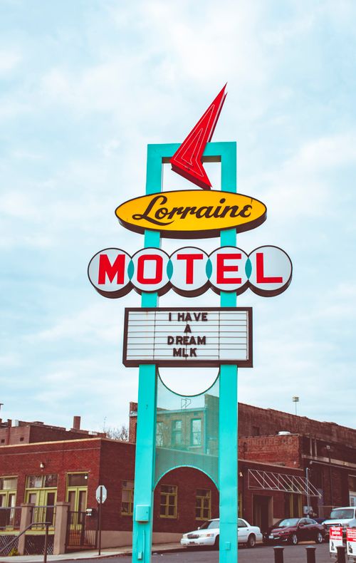 Free Iconic sign at the Lorraine Motel in Memphis, USA, associated with MLK. Stock Photo