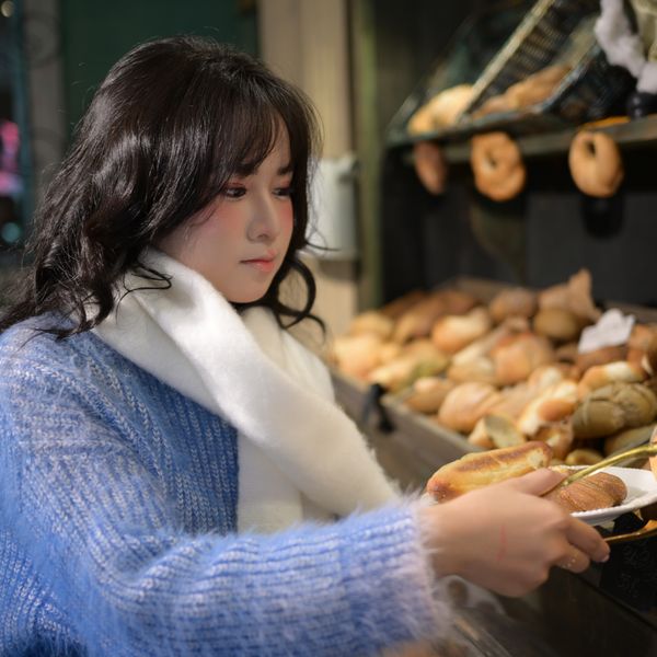 Freshly baked pastries on a display shelf