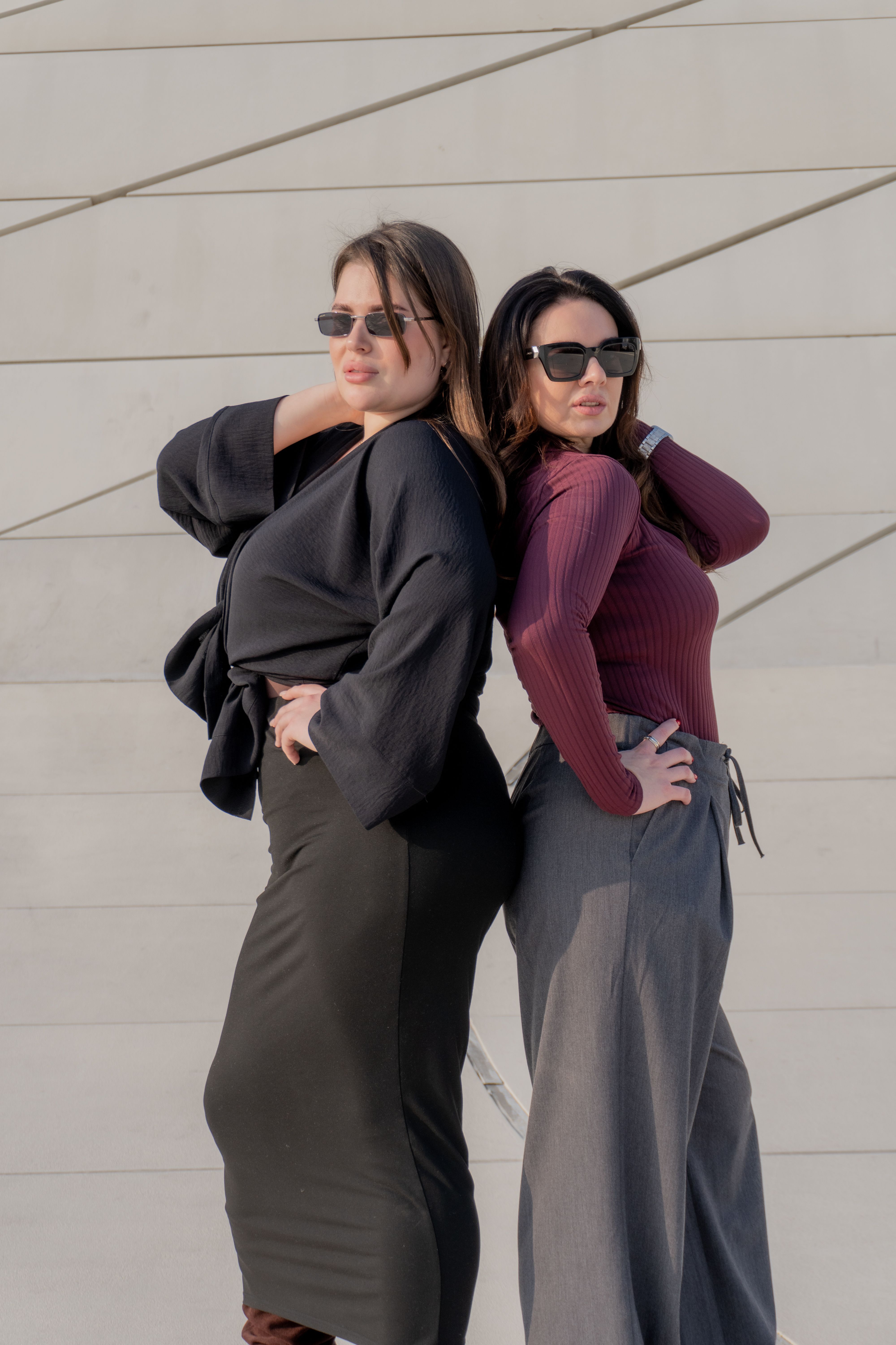 Fashionable Women Posing Outdoors in Sunglasses · Free Stock Photo