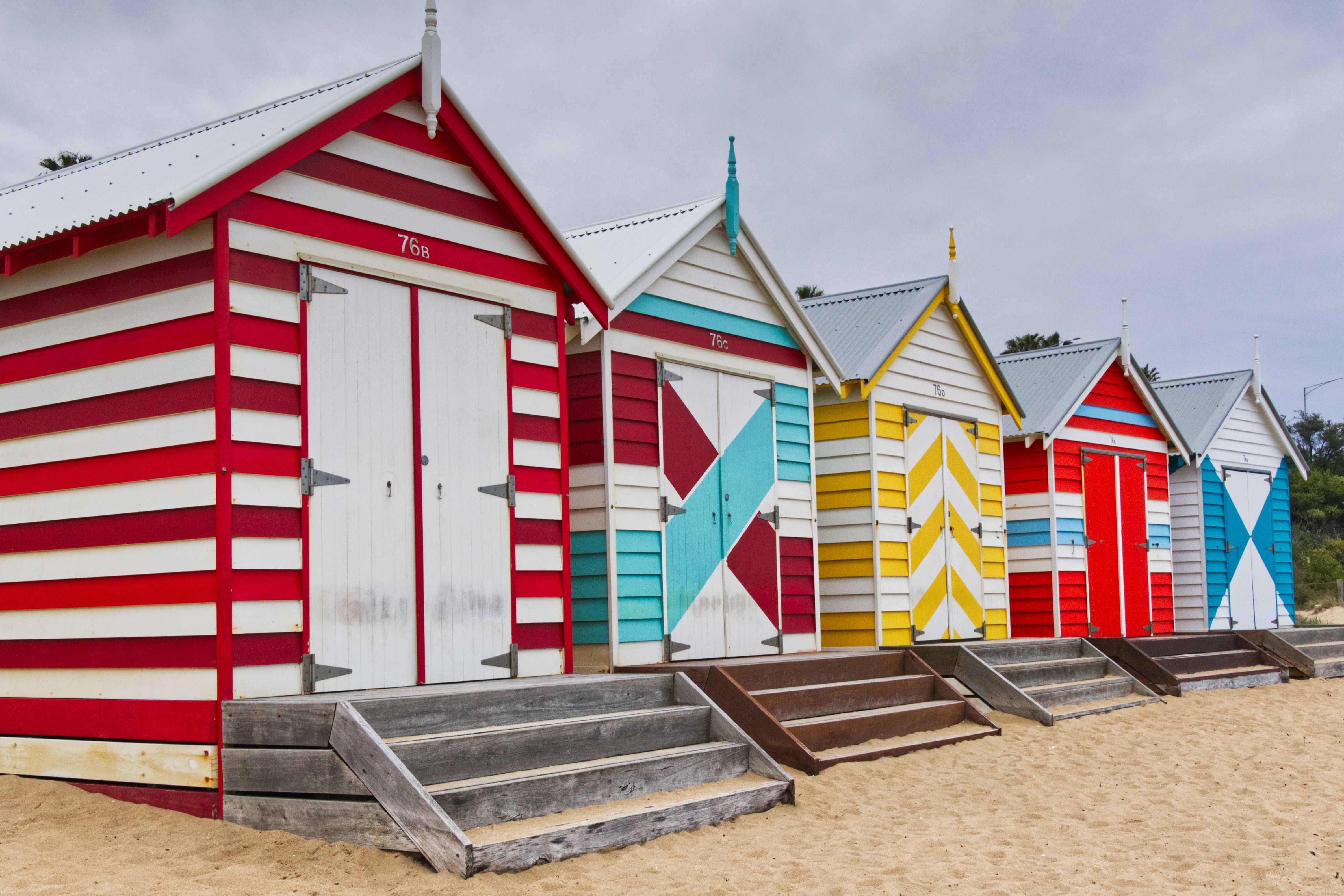 Colorful Brighton Beach Bathing Boxes in Australia · Free Stock Photo