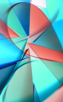 Dynamic abstract image with vibrant light reflections in blue, red, and green hues.