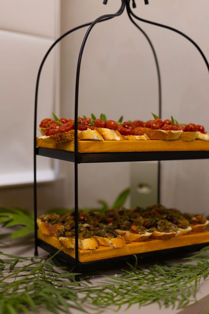 Buffet-style mezze plate with appetizers