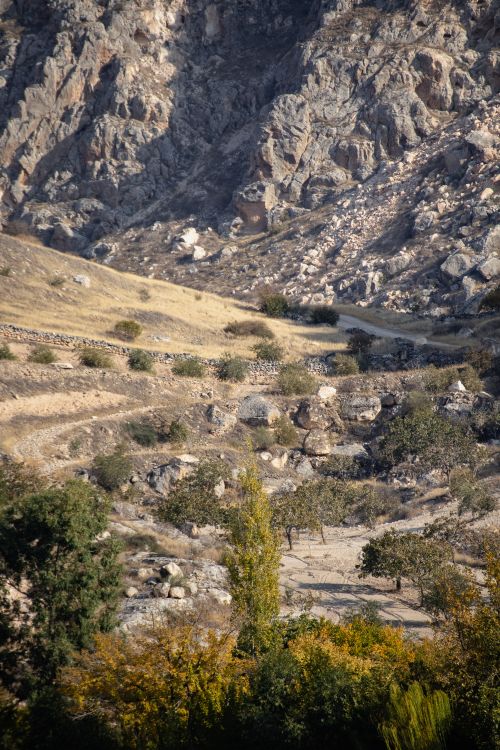 Free A beautiful rocky landscape with fall foliage in Halfeti, Şanlıurfa, Turkey. Stock Photo
