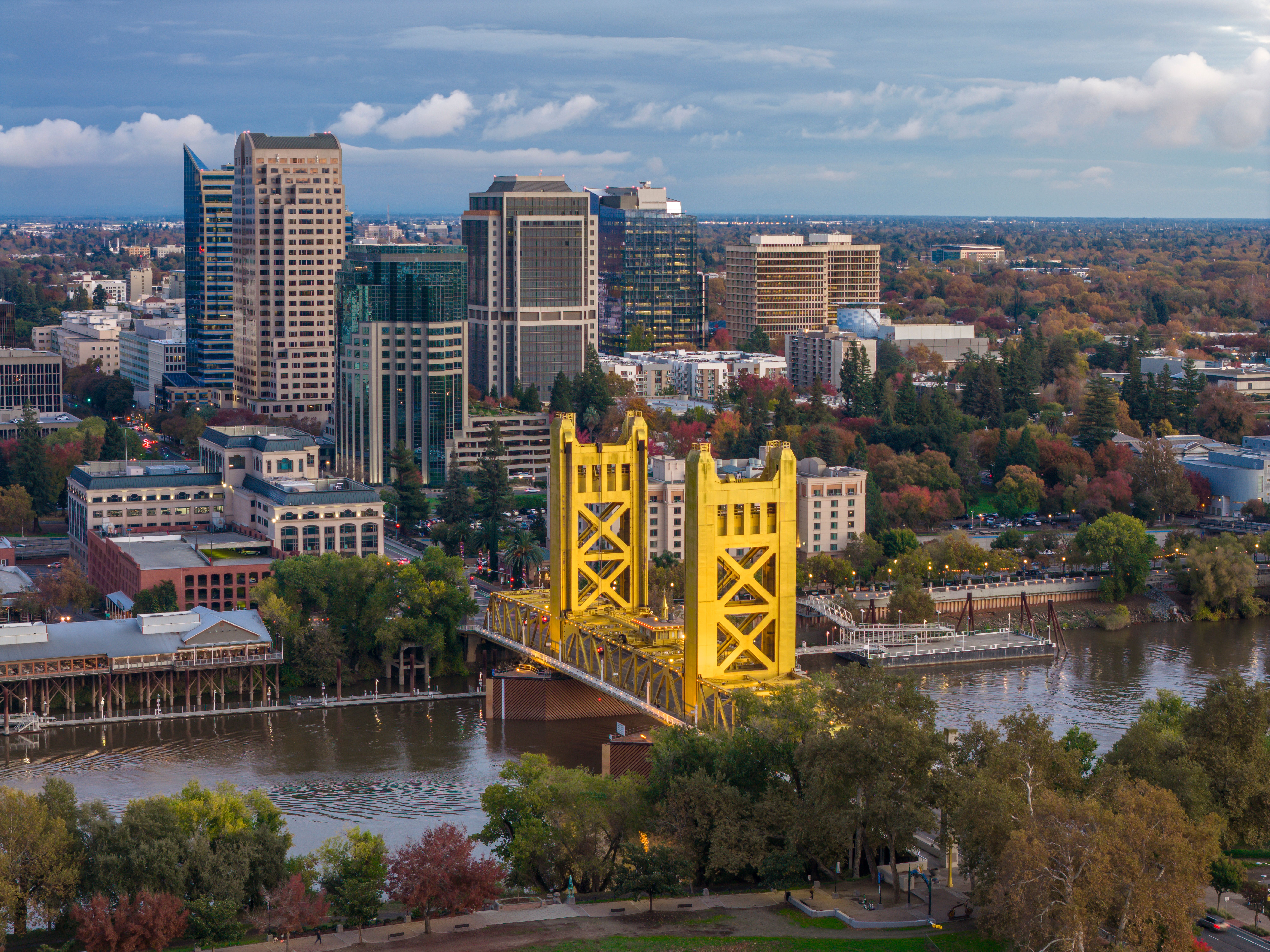 Sacramento Skyline with Tower Bridge at Dusk · Free Stock Photo