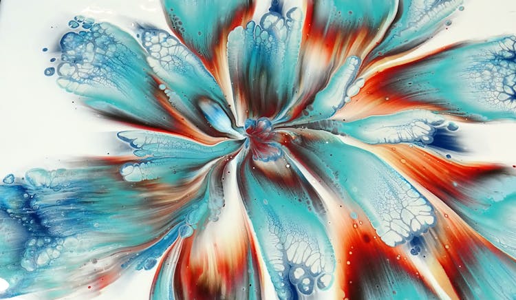 Blue And Orange Flower Painting