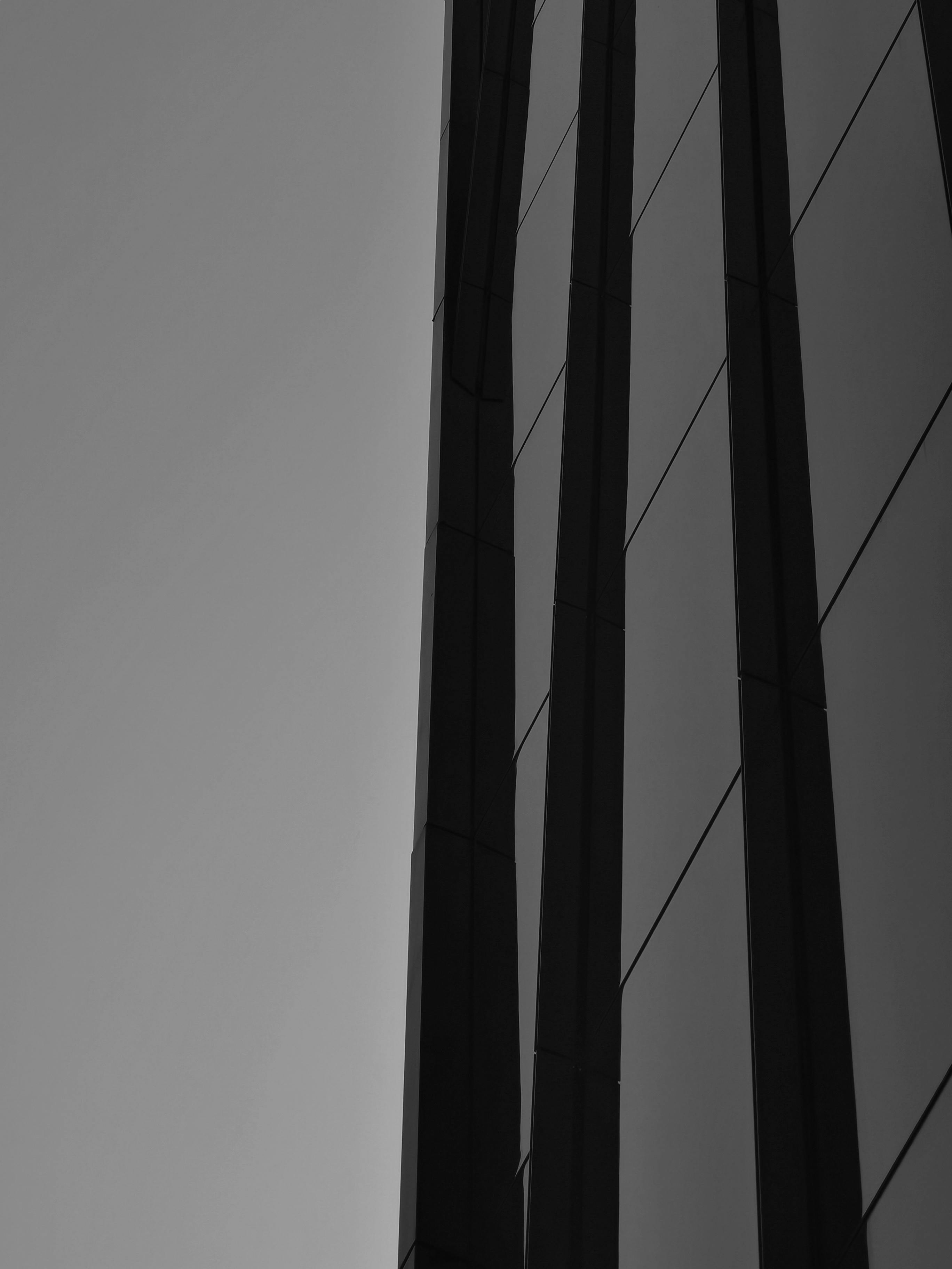 Free Black and white abstract view of a modern building facade in Las Condes, Chile. Stock Photo