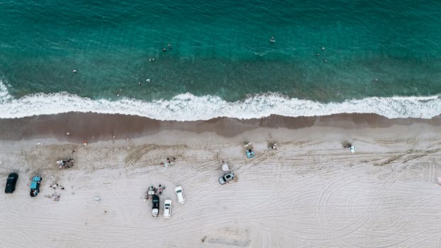 Explore the stunning coastline of Fujairah, UAE, with this beautiful aerial beach view.