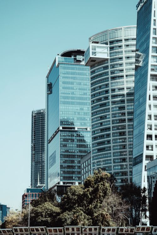 Free Captivating view of contemporary skyscrapers in Mexico City showcasing urban architecture. Stock Photo