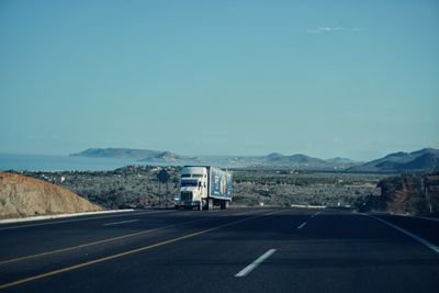 Semi truck on scenic highway