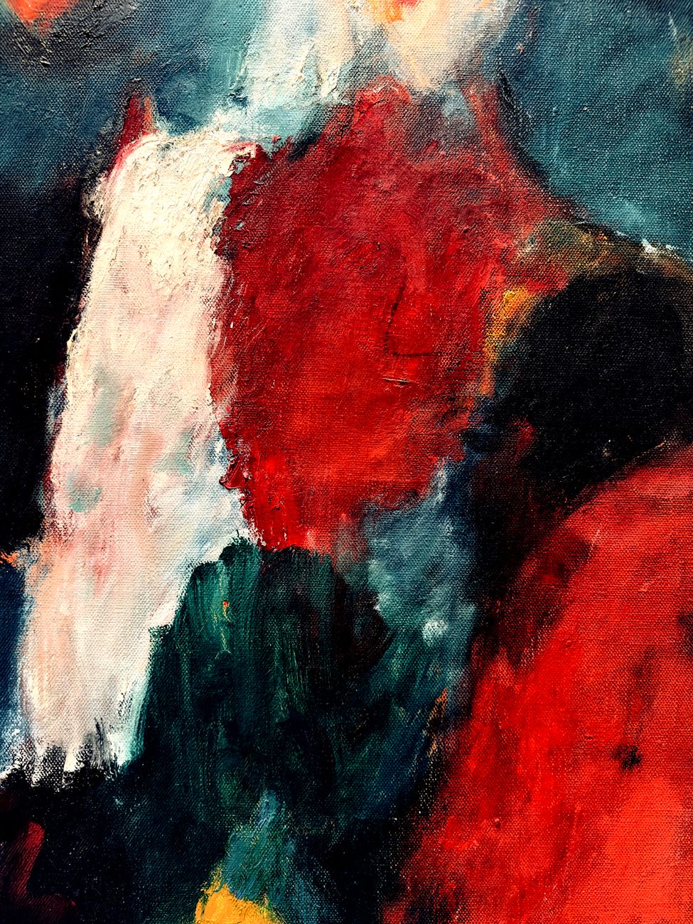 Colorful abstract painting with bold brushstrokes and vibrant hues.