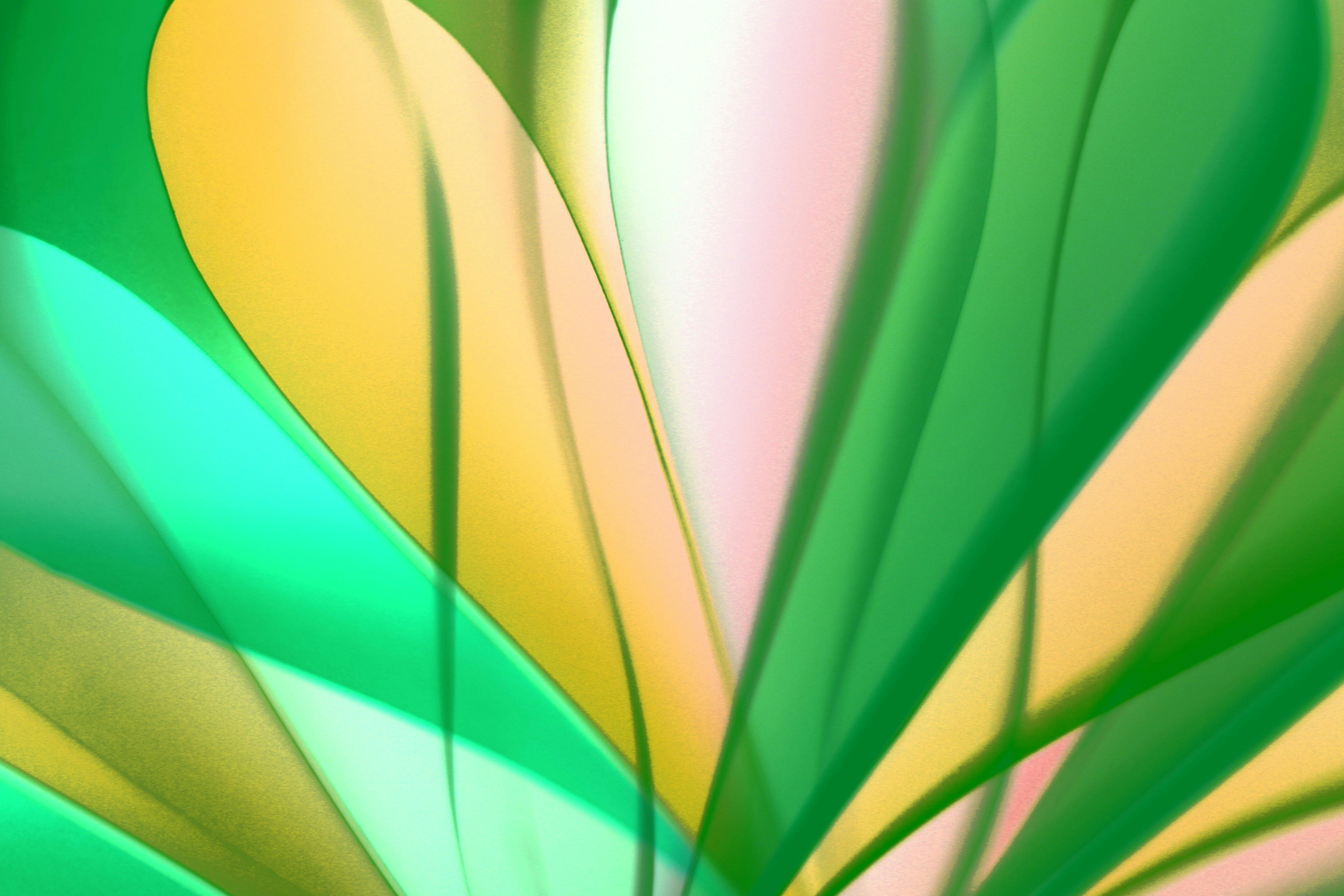 Vibrant abstract image featuring light and color patterns in green and yellow hues.