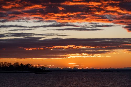 Free Captivating sunrise with autumn colors seen over Cove Island Park, Stamford, Connecticut. Stock Photo