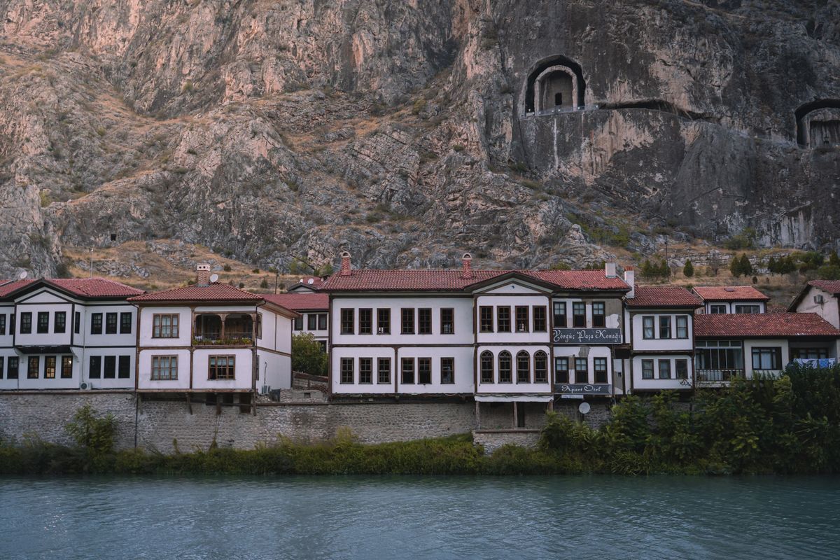 Traditional Ottoman architecture on a riverbank
