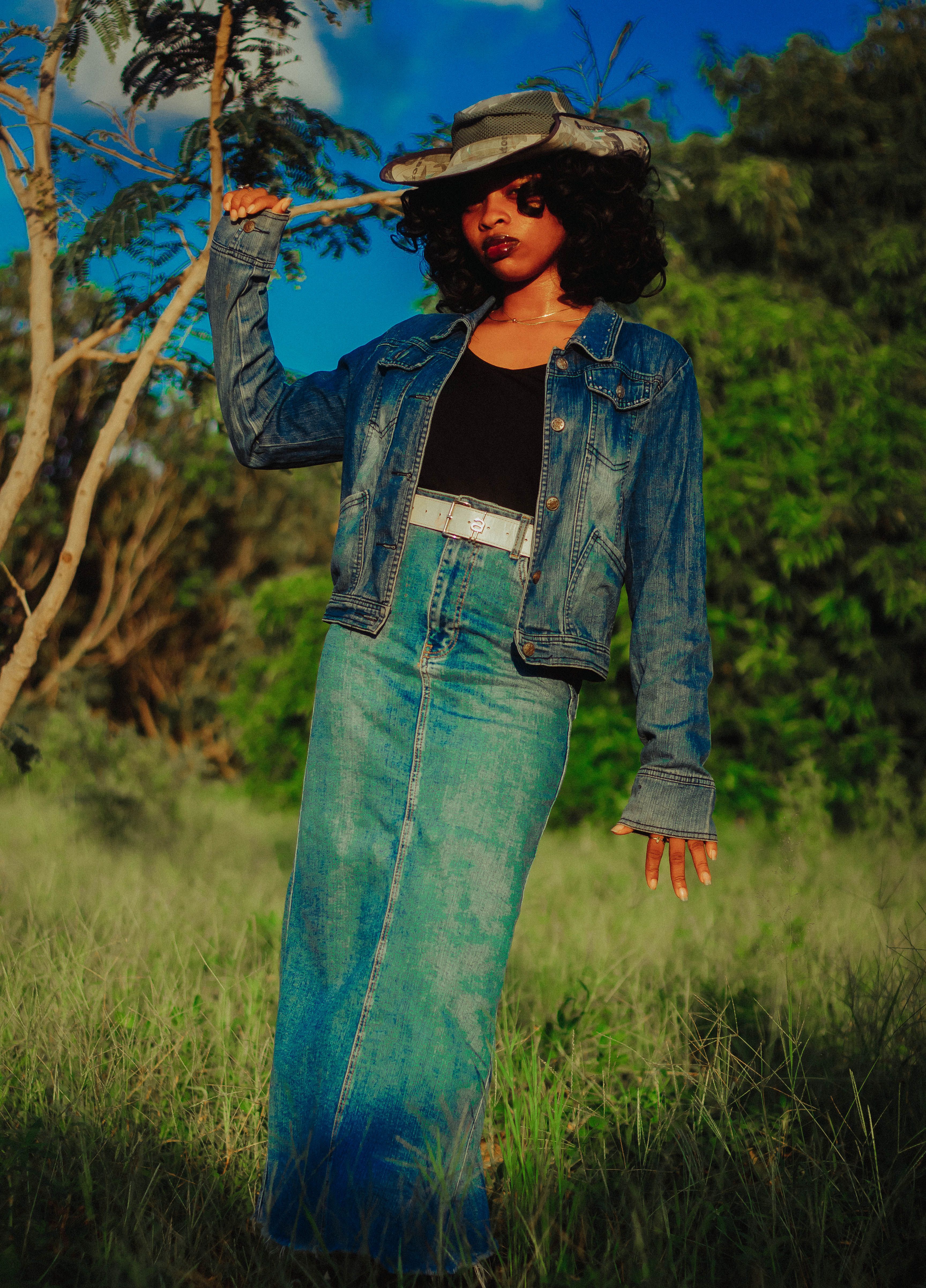 Saia Jeans Longa