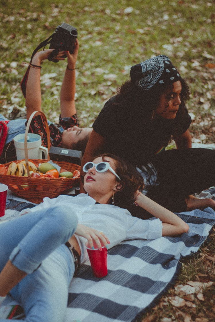 Three Women Having A Picnic