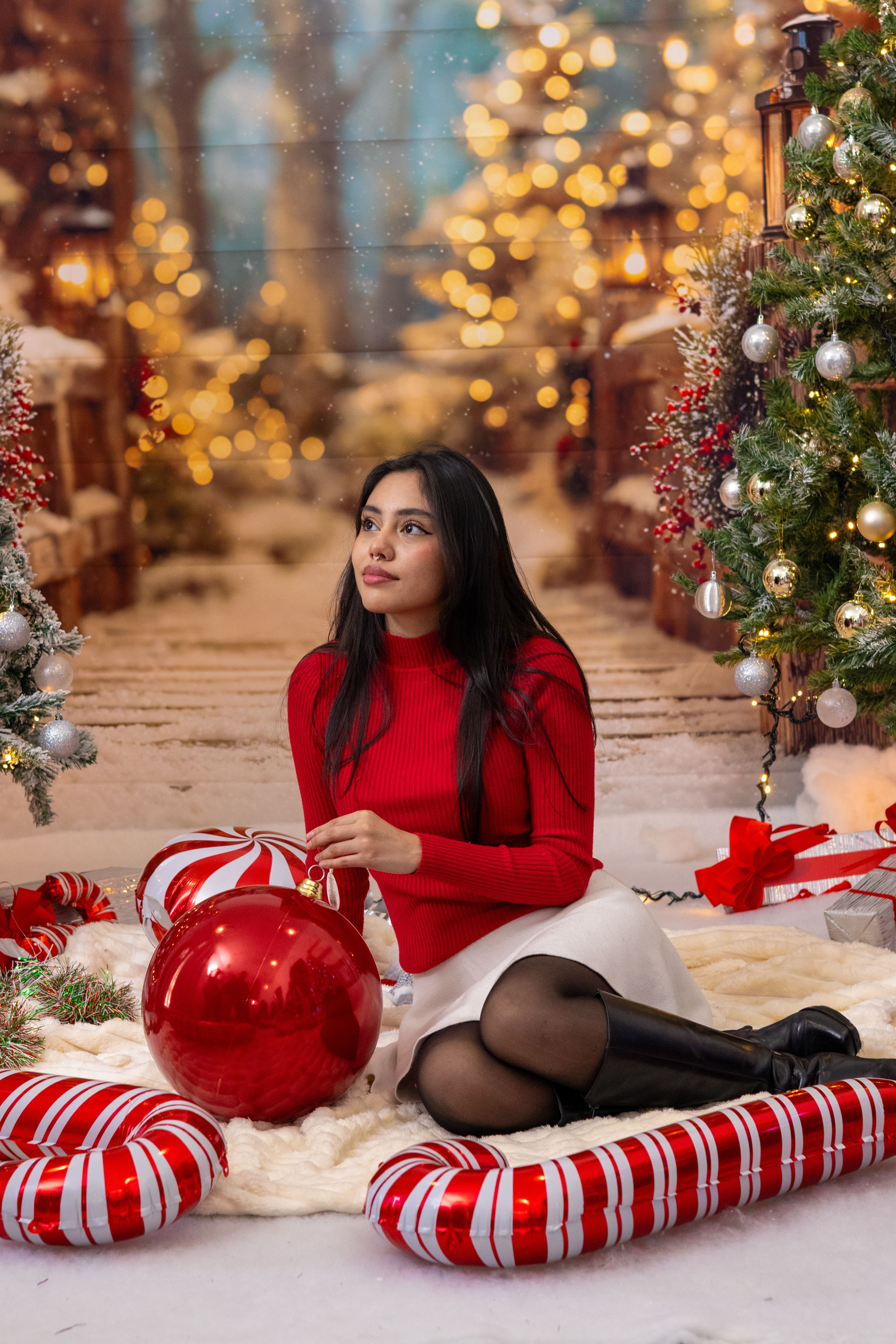 Festive Holiday Portrait with Christmas Decor · Free Stock Photo