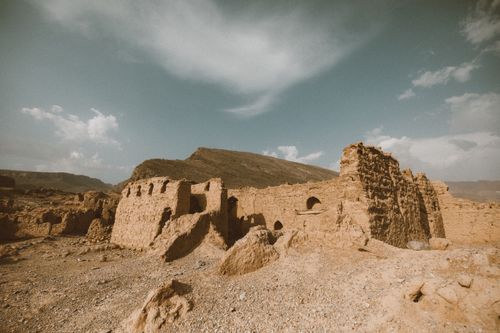 Free Explore ancient desert ruins under a clear sky in Oman, showcasing historical architecture. Stock Photo