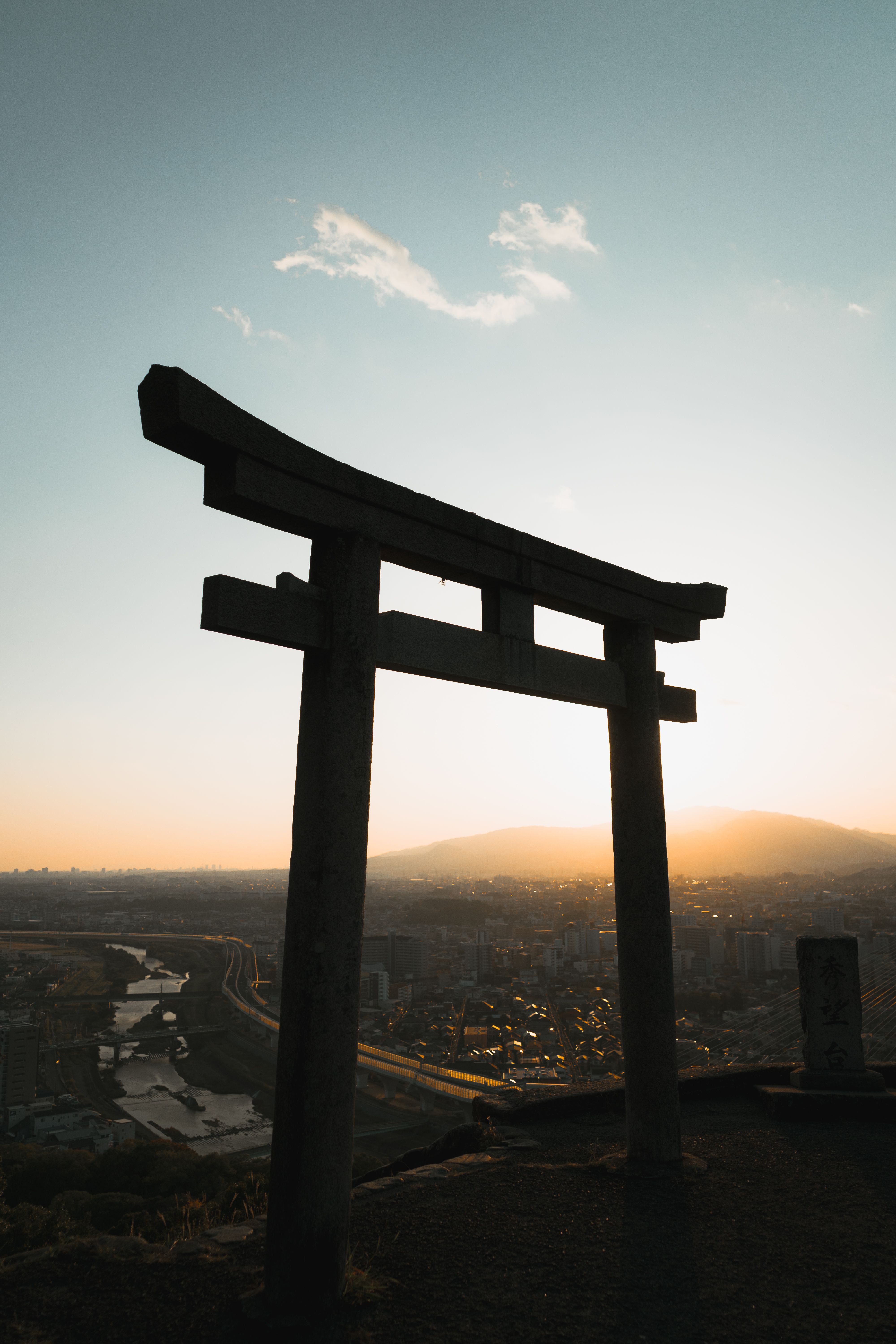Torii Gate Silhouette at Sunset in Ikeda, Osaka · Free Stock Photo