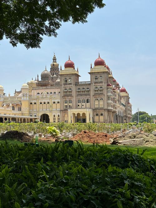 Free Beautiful Mysore Palace with Indo-Saracenic architecture under a clear sky in Karnataka, India. Stock Photo